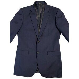 Egara Mens Sport Coat Two Button Deep Navy Rayon Poly Blend Extreme Slim Fit 38L